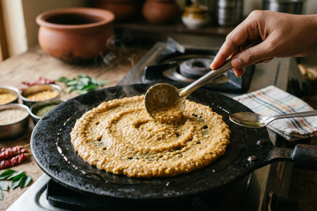 adai dosa making